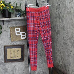 NEW Gap Body Womens Ribbed Holiday Jogger Pajama Pants G1249XLLMA Red Plaid S